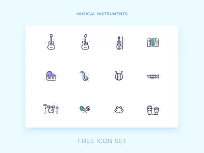 Musical Instruments clarinet drum set free guitar harp icon icon set instrument music piano violin