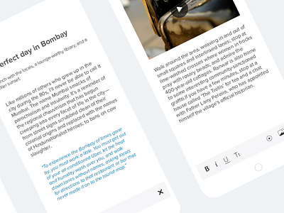 Medium like rich text editor app ui blog clean editor format menu minimal notes rich text editor style uidesign write