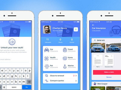 Insurance Archive app archive blue dashboard insurance ios mobile ui