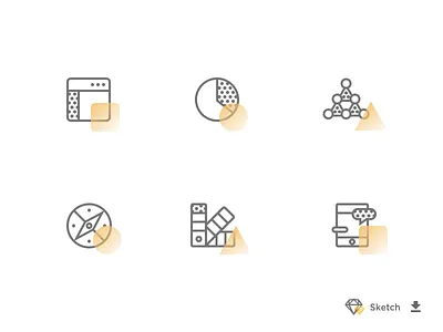 Black & Yellow Icon Set analytics chart communication compass direction free freebie marketing shapes swatch triangle website