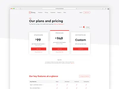 New pricing page! billing design envoy hiring job new plans pricing site slant web