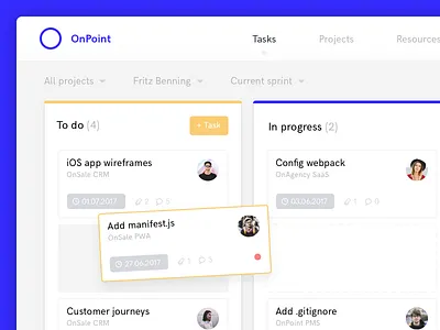 OnPoint - Kanban Board drag drop kanban project management projects tasks to do