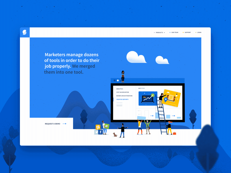 Singular Redesign | Saas | Analytics google homepage illustration motion