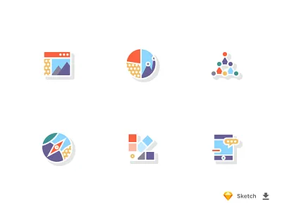 Colorful Icon Set analytics chart communication compass connections direction free freebie marketing phone swatch website