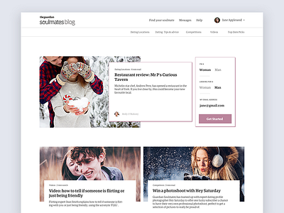 Soulmates Blog Page blog clean dating post profile social web whitespace