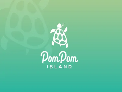 Pom Pom Island animal creature design island logos mark sea turtle