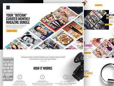 Magcrate (Magcr8) Landing Page e commerce flat grid homepage layout magazine subscription subscription box ui web design website