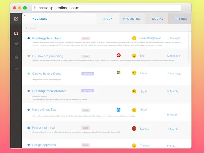 Sentimail-New way to see mails analysis email minimal ui sentimental ux