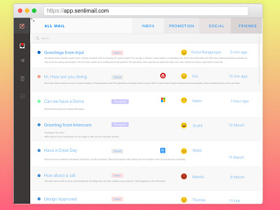 Sentimail-New way to see mails analysis email minimal ui sentimental ux