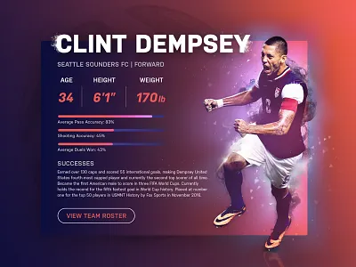 UI Challenge #6 daily daily ui dailyui fifa profile soccer sport profile sports ui uix
