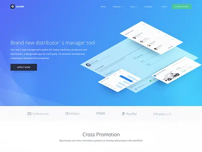 Machinery Production Company Management System Landing Page analytics dasboard landing product page promo startup ui ux web zajno