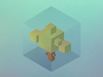 Earth Week Tree cube flat game gradient illustration isometric nature tree