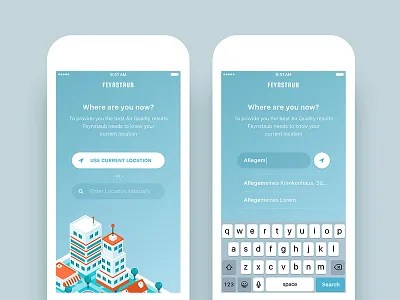 Air Quality Check - App UI/UX Design air quality check android app design graphic ios location meter onboarding statistics ui ux