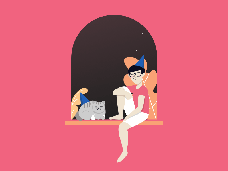 A Birthday Boy with His Meatball Cat 😸 animation birthday cat
