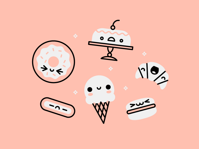 Poppy cake croissant cupcakes donut eclair ice cream kawaii macarons