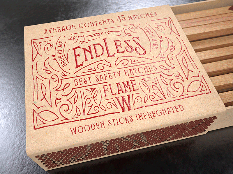 Matchbox 3d cardboard lettering logo matchbox paper render texture typo vintage