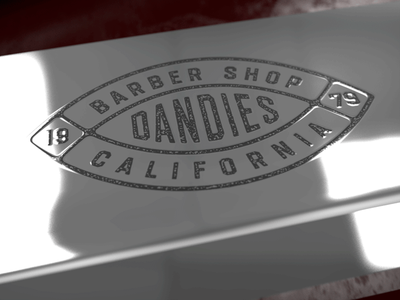 Razor 3d barber logo metal razor render shop