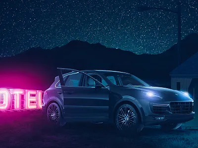 Car Retouching / Porsche Cayenne | Retouchlab.net artwork car concept art digital art digital artist graphic design neon lights retouch retoucher retouching retouchlab