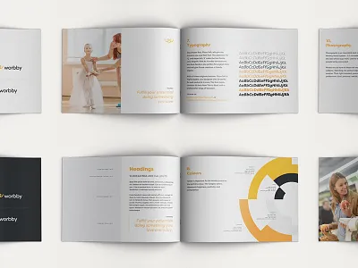 Worbby Style Guide blue and yellow design brand design guide identity logo presentation style visual worbby