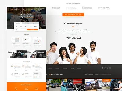zohr - mobile tire service 🚗🔧 car ecommerce landing layout orange tires ui ux web