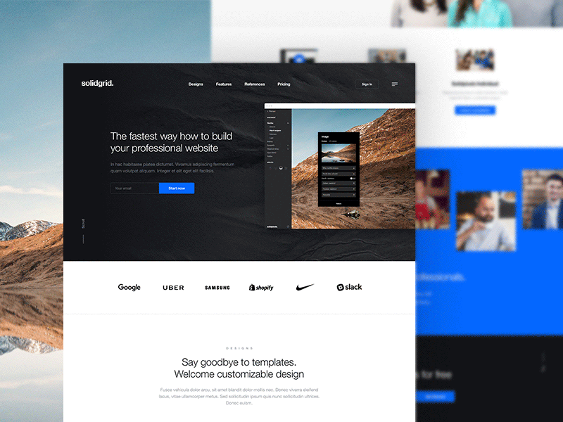 Product landing page design homepage landing templates testimonials ui web webdesign website