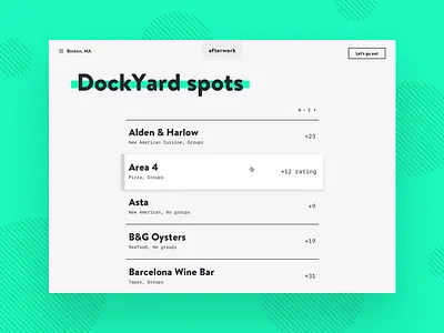 afterwork branding concept design food interaction rating restaurants typography ui ux web