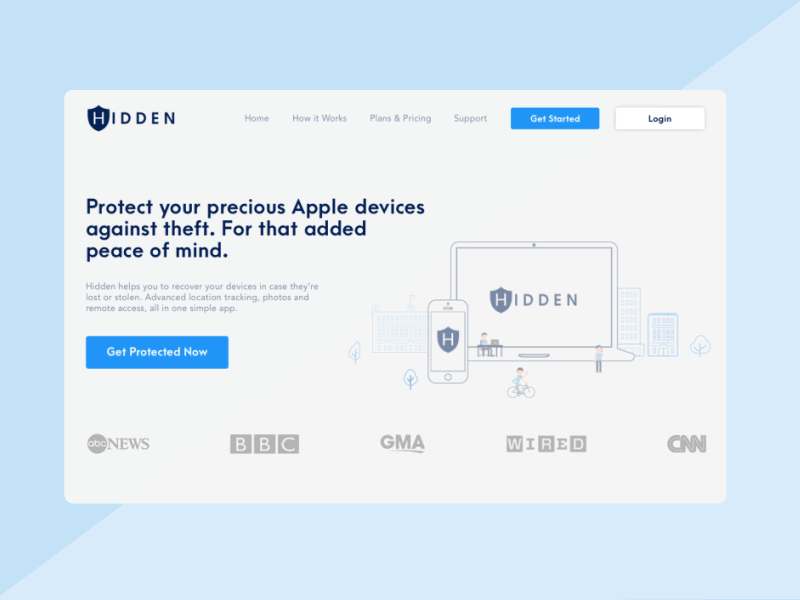 Hidden App animation. hidden app protect prototype tracking uxui website