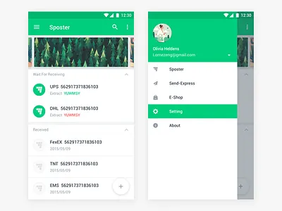 Sposter App Concept android app express material menu mobile sposter