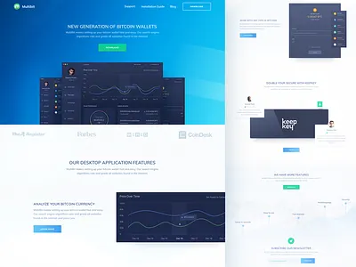 Website Homepage for Multi Profile Bitcoin Desktop App cryptocurrency desktop app elements multibit product promo startup statistic ui ux