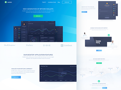 Website Homepage for Multi Profile Bitcoin Desktop App cryptocurrency desktop app elements multibit product promo startup statistic ui ux
