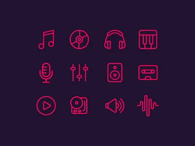 🎵 Music Icons (Freebie) free freebie icon set icons line media music outline rounded sound