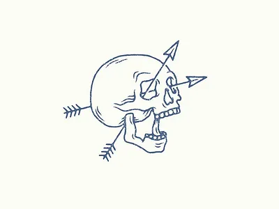 Betrayal arrow badge drawing illustration line logo patch skull tattoo vector