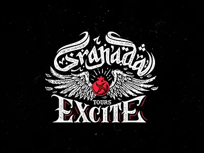 Granada garnet lettering logo pomegranate print
