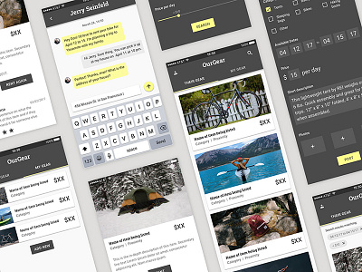 OurGear app application camping interface ios iphone mobile outdoors sharing ui ux web