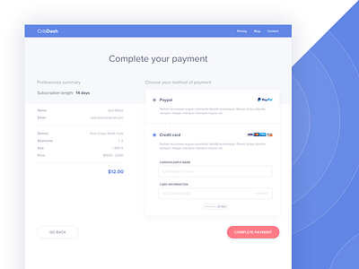 CribDash Payment and Pricing checkout payment pricing real estate rental