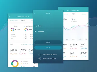 The app for business intelligence system – v.2 (green) analytic app chart color design diagram graph green ios light statistic