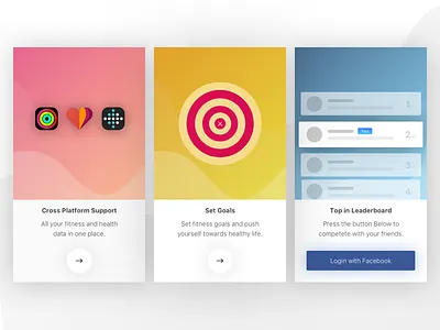 Health app on-boarding screens android app compare fitbit health ios leaderboard onboarding
