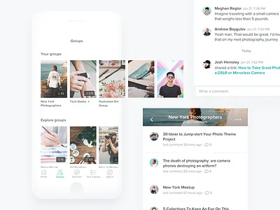 Skillshare Group Feature app chat education group ios light minimal skillshare ui