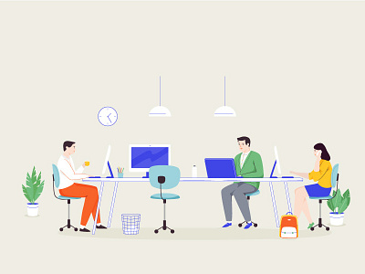 Office bureau character desk illustration office vector work
