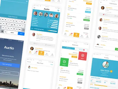 Auctio iOS App app auctio blue blue app ios app lead mobile app mobile design referral referral app uxui