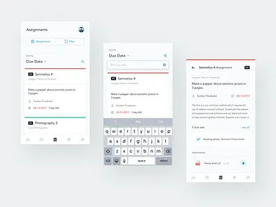 University Platform: Assignments android chart classes collage ios minimal mobile student university