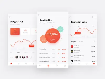 Banking App app bank banking ios mobile portfolio profile red transactions