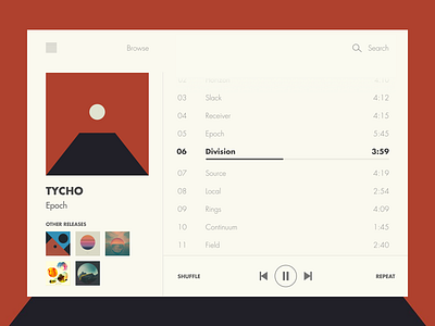 009 Daily Ui Challenge Music Player dailyui music player tycho ui