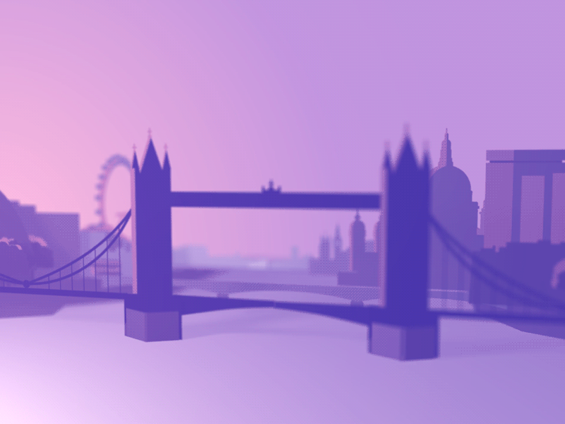 Papertown 2.5d after effects animation city cutout double decker england gif landmarks landscape london loop paper postcard skillshare uk
