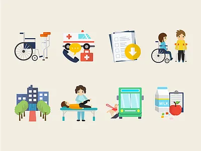 welfare icon design ambulance care design dog guide health icon illustrator rehabus take welfare wheelchair