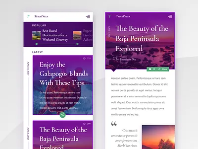 Travel News Mobile mobile news responsive story travel ui user interface