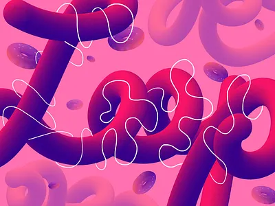 Loop brushes donut grain illustration loop noise pink typography