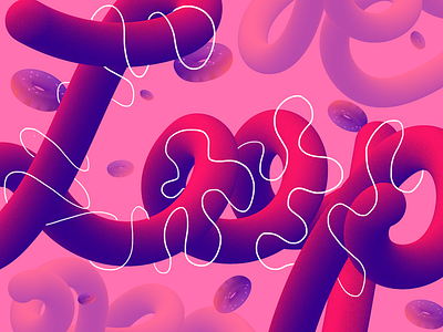 Loop brushes donut grain illustration loop noise pink typography