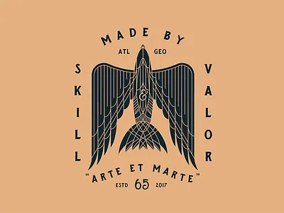 "Arte et Marte" by skill and valor animal bird icon illustration lock up logo typography
