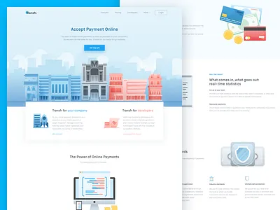 Payment Platform Website api big header company fintech flat gradient illustration payment startup website